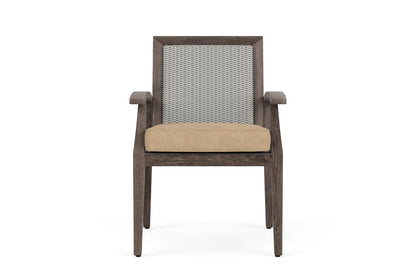 Lloyd Flanders Frontier Dining Set in Platinum with Hayden Sand fabric