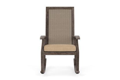 Lloyd Flanders Frontier High Back Porch Rocker in French Beige with Hayden Sand fabric