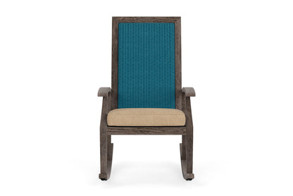 Lloyd Flanders Frontier High Back Porch Rocker in Peacock with Hayden Sand fabric