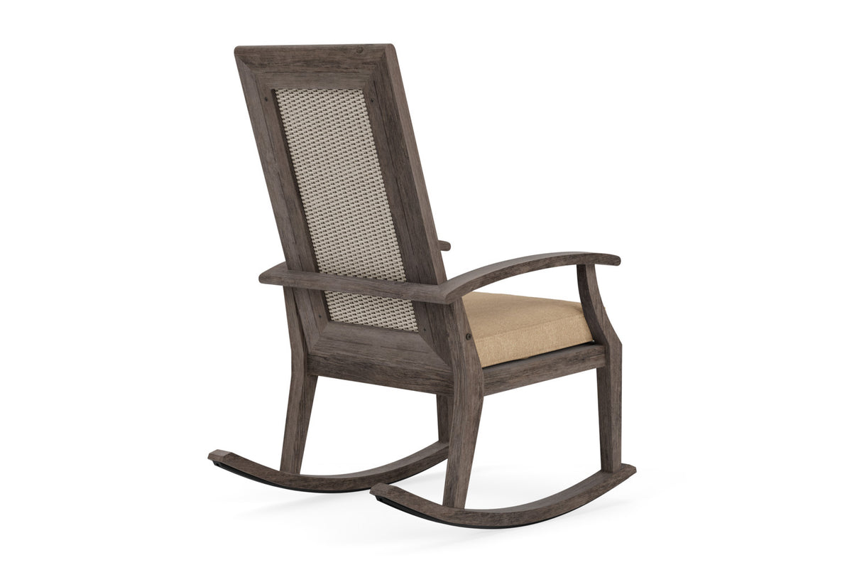 Lloyd Flanders Frontier High Back Porch Rocker in Linen with Hayden Sand fabric, view 6