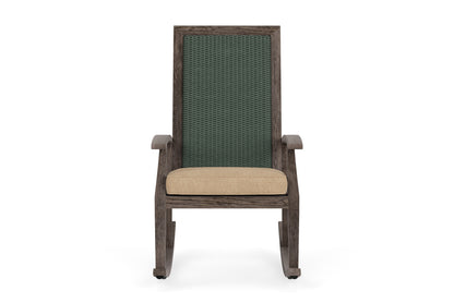 Lloyd Flanders Frontier High Back Porch Rocker in Spruce with Hayden Sand fabric