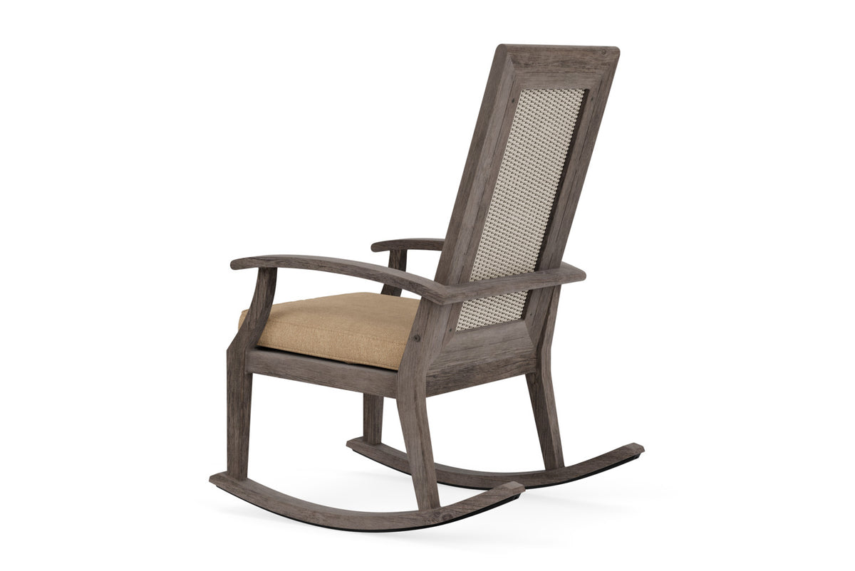 Lloyd Flanders Frontier High Back Porch Rocker in Linen with Hayden Sand fabric, view 8