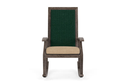 Lloyd Flanders Frontier High Back Porch Rocker in Woodland with Hayden Sand fabric