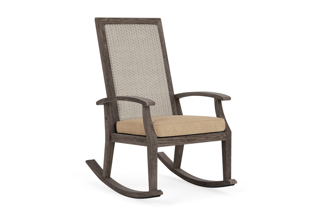 Lloyd Flanders Frontier High Back Porch Rocker in Linen with Hayden Sand fabric, view 2