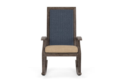 Lloyd Flanders Frontier High Back Porch Rocker in Denim Blue with Hayden Sand fabric