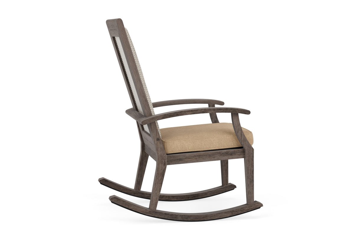 Lloyd Flanders Frontier High Back Porch Rocker in Linen with Hayden Sand fabric, view 5