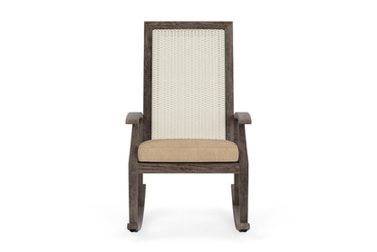 Lloyd Flanders Frontier High Back Porch Rocker in Ivory with Hayden Sand fabric