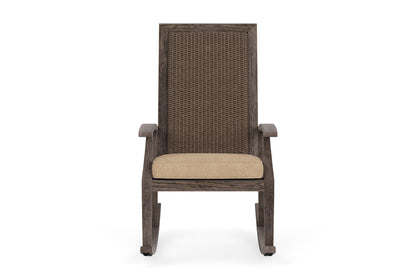 Lloyd Flanders Frontier High Back Porch Rocker in Bark with Hayden Sand fabric