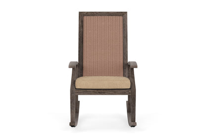 Lloyd Flanders Frontier High Back Porch Rocker in Rosewood with Hayden Sand fabric