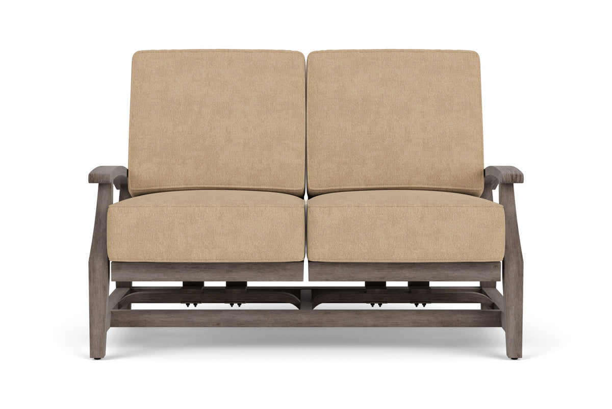 Lloyd Flanders Frontier Spring Rocker Loveseat in Ebony with Hayden Sand fabric