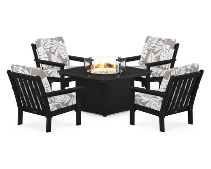 POLYWOOD Vineyard 5-Piece Conversation Set with Fire Pit Table