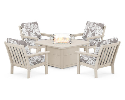 POLYWOOD Vineyard 5-Piece Conversation Set with Fire Pit Table