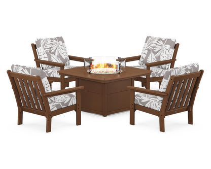 POLYWOOD Vineyard 5-Piece Conversation Set with Fire Pit Table