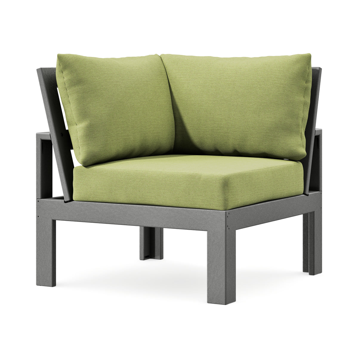 POLYWOOD Modular Corner Chair in Slate Grey / Chartreuse Boucle