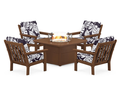 POLYWOOD Vineyard 5-Piece Conversation Set with Fire Pit Table