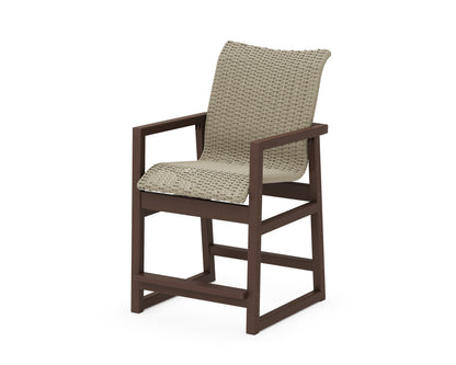 POLYWOOD EDGE Woven Counter Arm Chair in Mahogany / Dune Grass