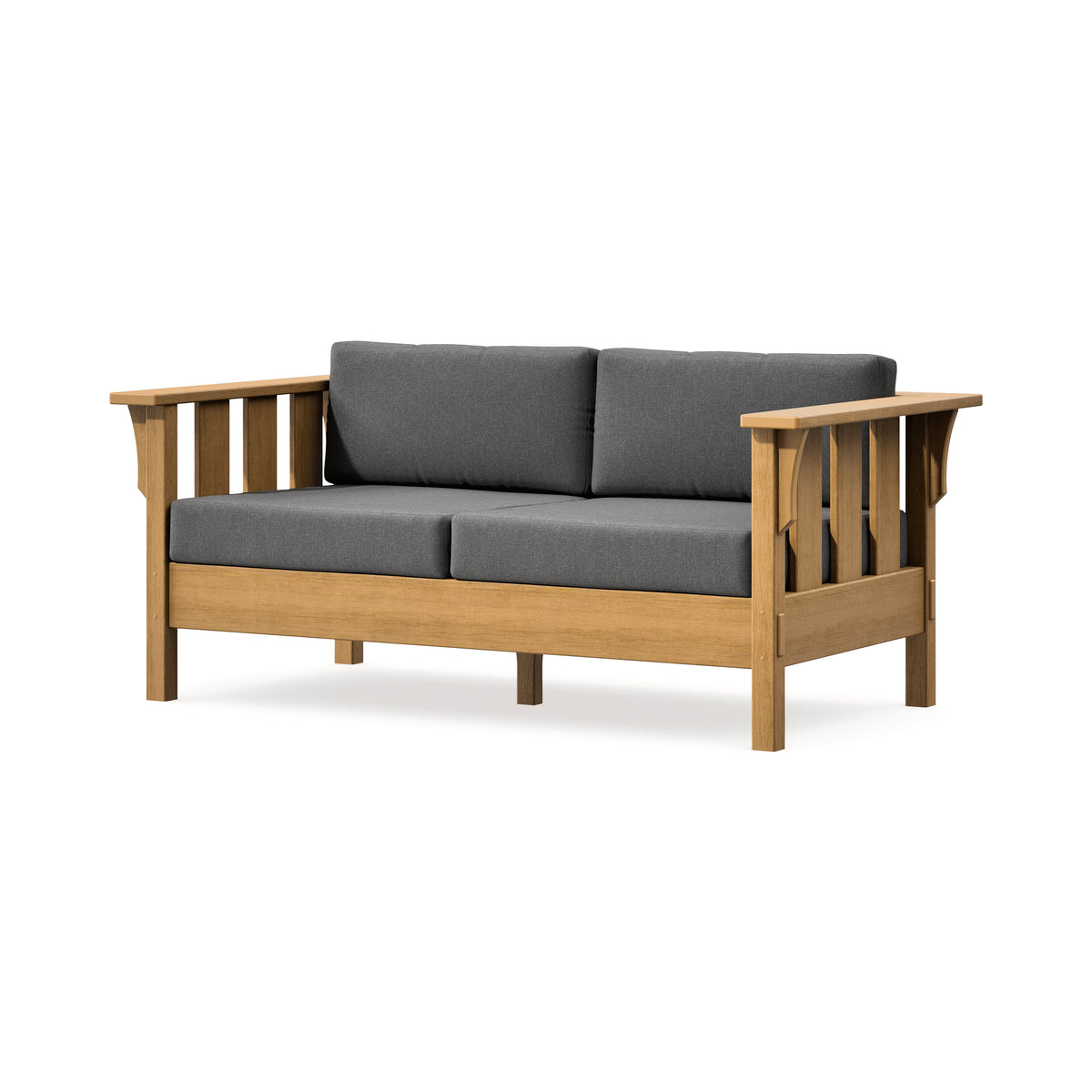 POLYWOOD Acadia Deep Seating Loveseat in Natural / Ash Charcoal