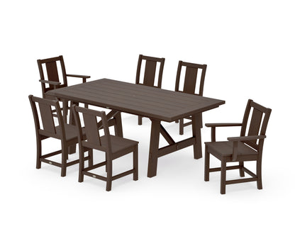 POLYWOOD Prairie 7-Piece Rustic Farmhouse Dining Set in Kona