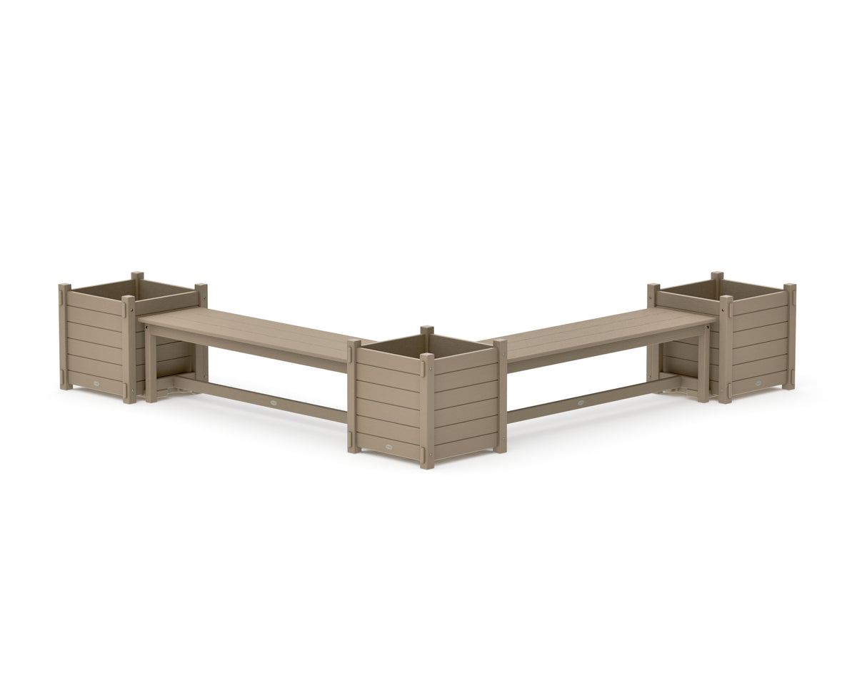 POLYWOOD 60" Nautical L-Shaped Planter Bench Corner Set - Large in Vintage Sahara