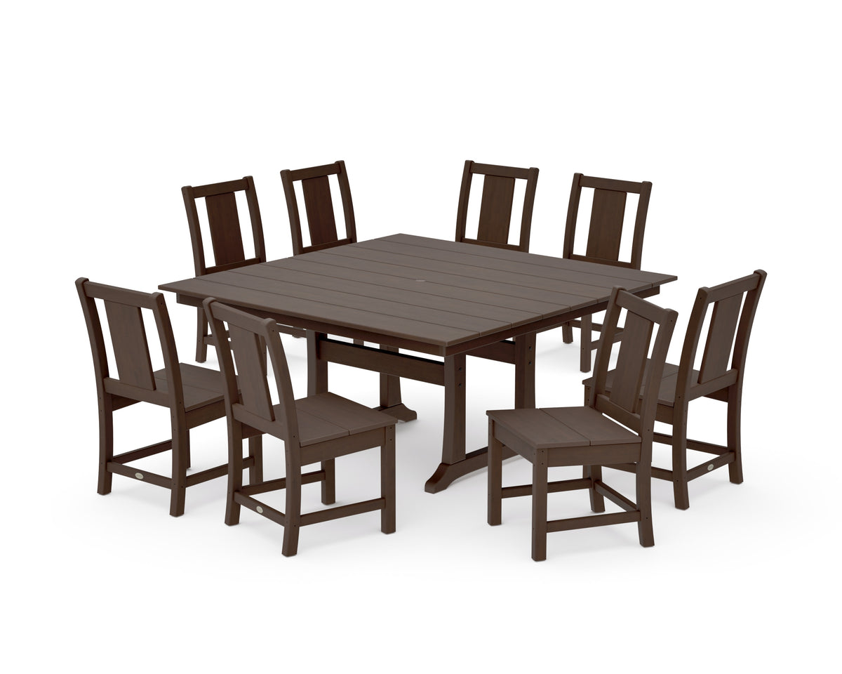 POLYWOOD Prairie Side Chair 9-Piece Square Farmhouse Dining Set with Trestle Legs in Kona