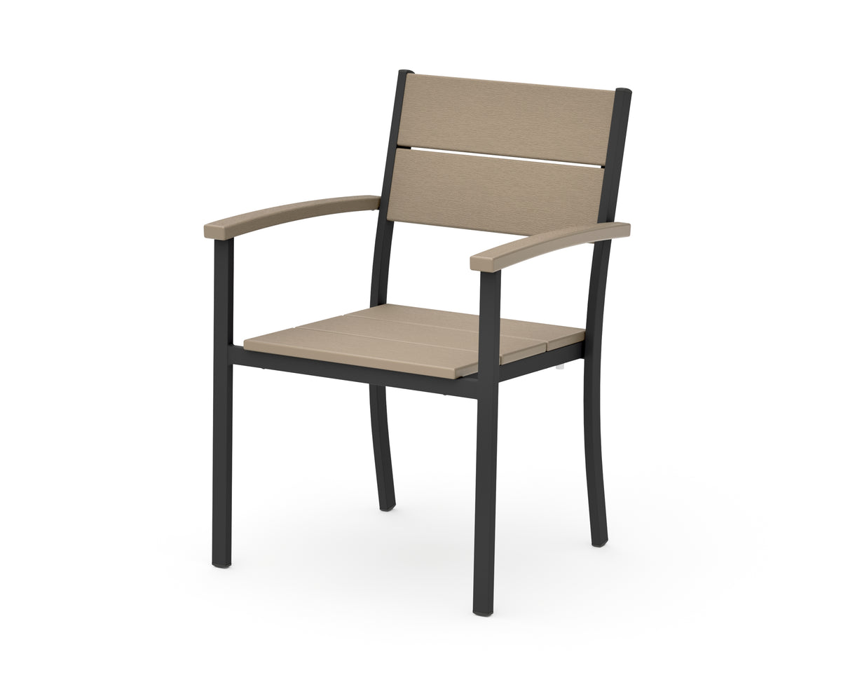 POLYWOOD Main Street Stacking Dining Arm Chair in Black / Vintage Sahara
