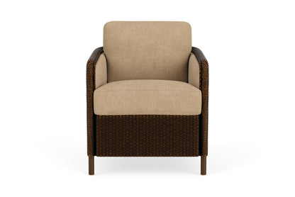 Lloyd Flanders Visions Dining Armchair in Mink with Hayden Sand fabric