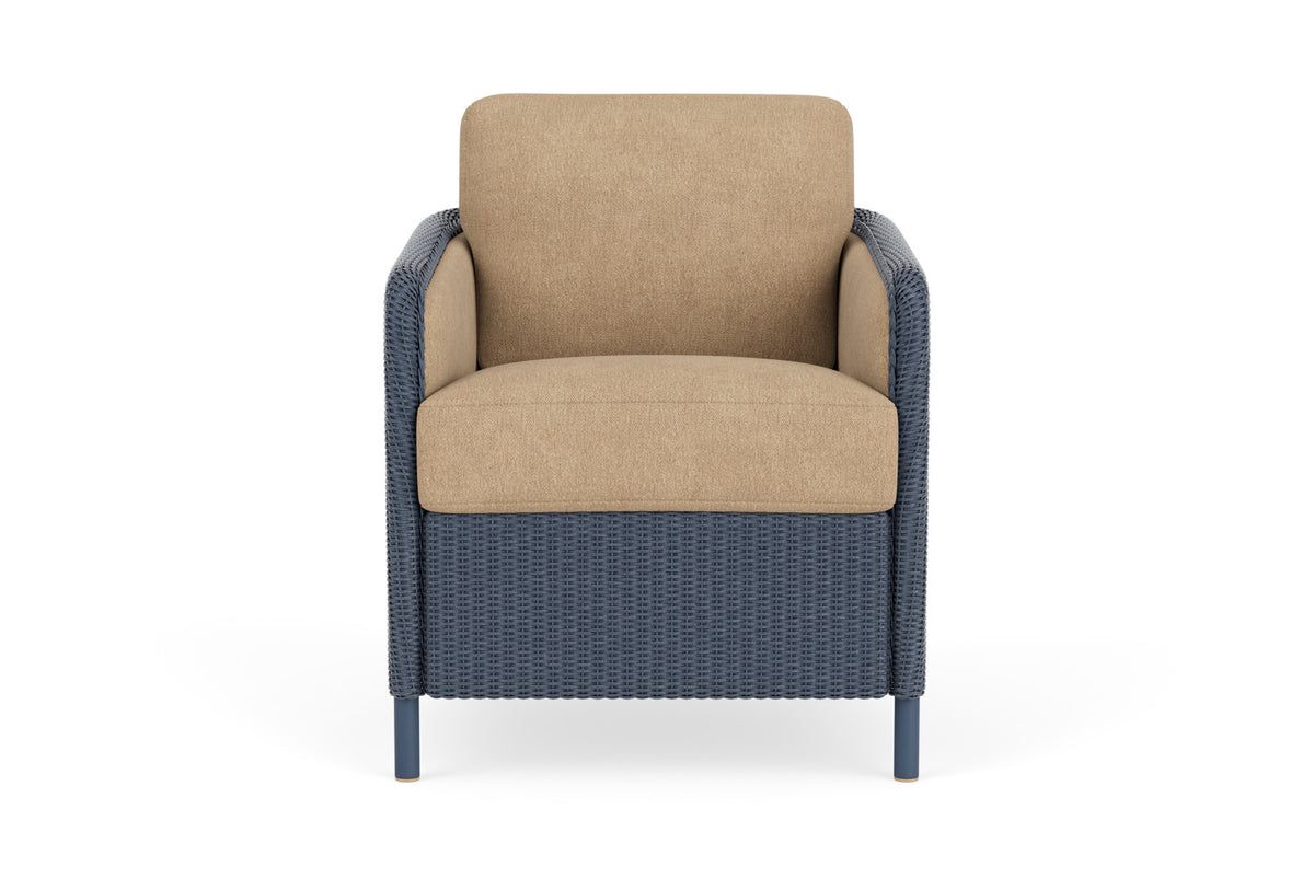 Lloyd Flanders Visions Dining Armchair in Denim Blue with Hayden Sand fabric