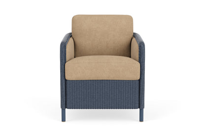 Lloyd Flanders Visions Dining Armchair in Denim Blue with Hayden Sand fabric
