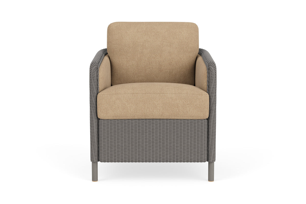 Lloyd Flanders Visions Dining Set in Pewter with Hayden Sand fabric