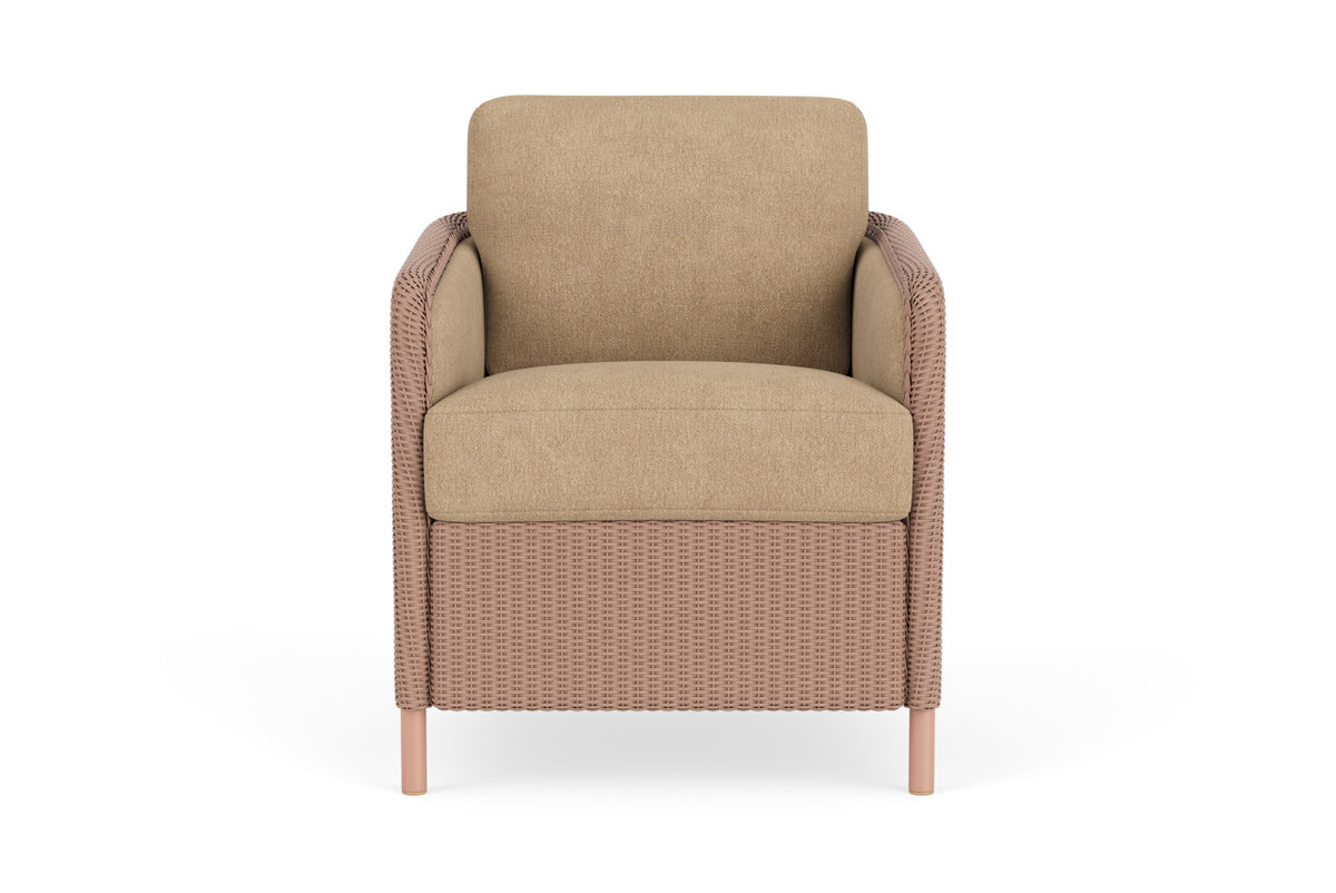 Lloyd Flanders Visions Dining Armchair in Rosewood with Hayden Sand fabric