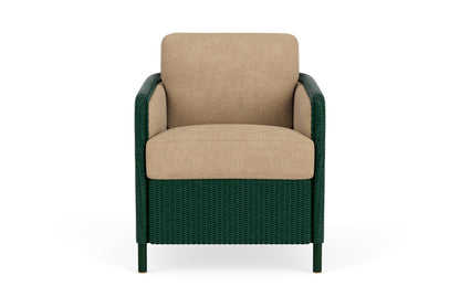 Lloyd Flanders Visions Dining Armchair in Woodland with Hayden Sand fabric