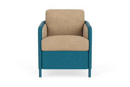Lloyd Flanders Visions Dining Armchair in Peacock with Hayden Sand fabric