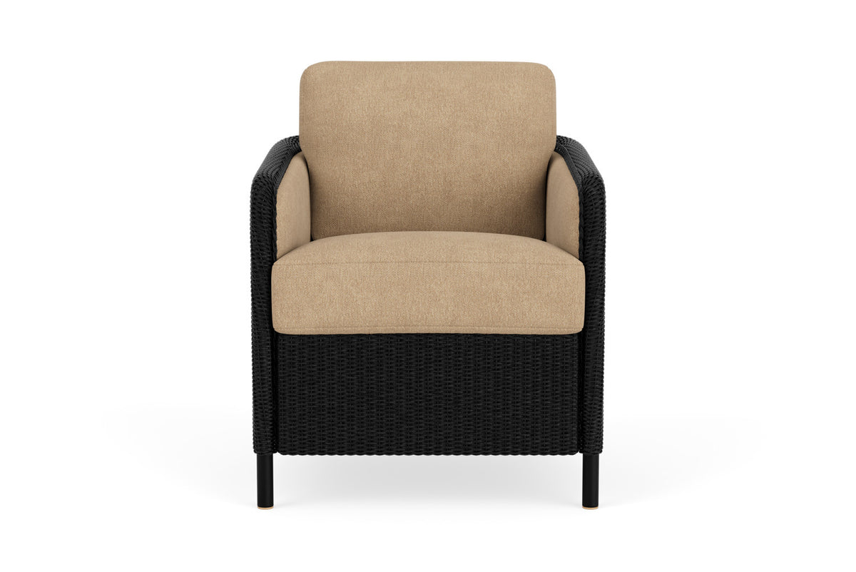Lloyd Flanders Visions Dining Set in Ebony with Hayden Sand fabric