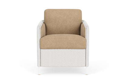 Lloyd Flanders Visions Dining Armchair in White with Hayden Sand fabric