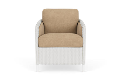 Lloyd Flanders Visions Dining Set in Matte White with Hayden Sand fabric