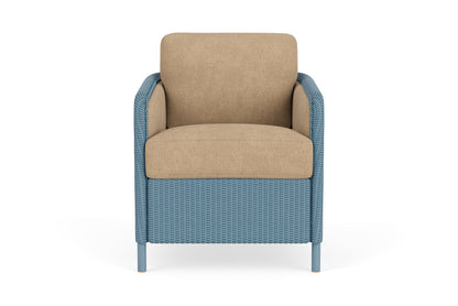 Lloyd Flanders Visions Dining Armchair in Stillwater with Hayden Sand fabric