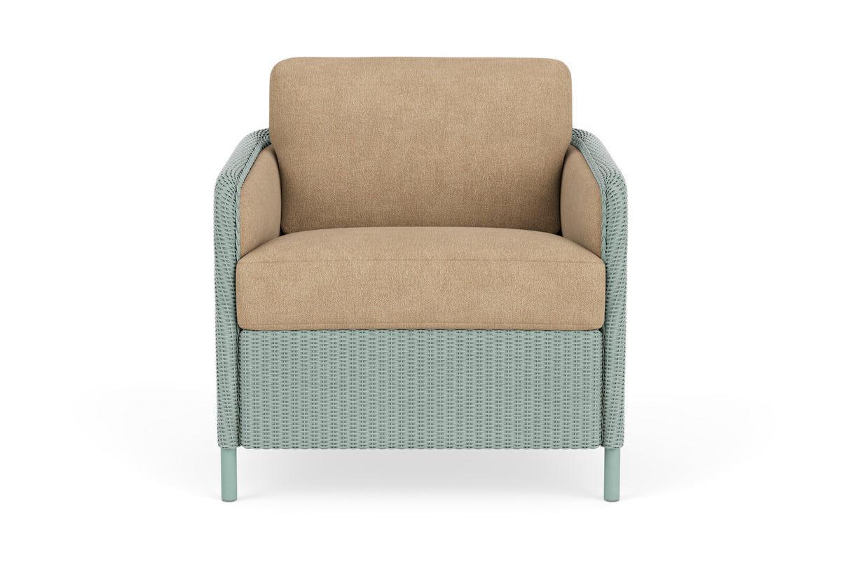 Lloyd Flanders Visions Lounge Chair in Sea Glass with Hayden Sand fabric