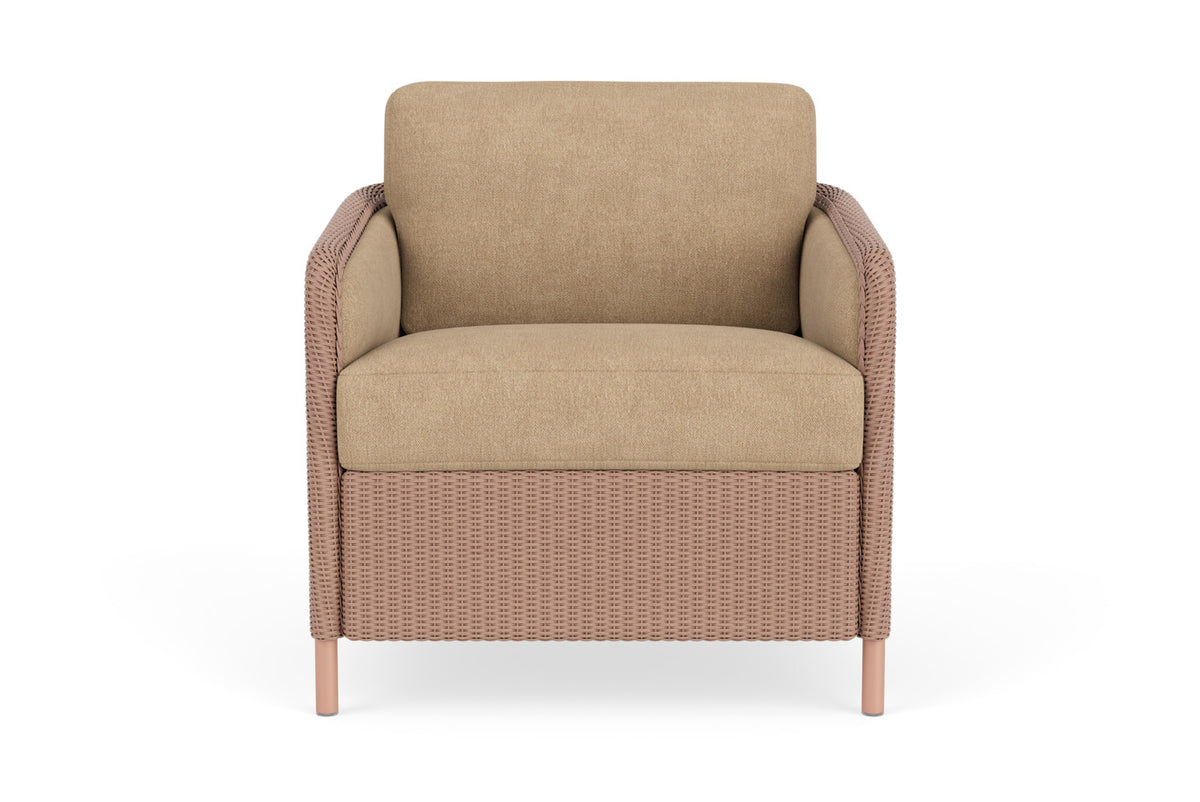 Lloyd Flanders Visions Lounge Chair in Rosewood with Hayden Sand fabric