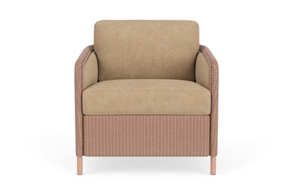 Lloyd Flanders Visions Lounge Chair in Rosewood with Hayden Sand fabric