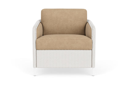 Lloyd Flanders Visions Lounge Chair in White with Hayden Sand fabric