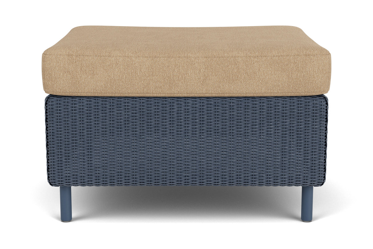 Lloyd Flanders Visions Ottoman in Denim Blue with Hayden Sand fabric