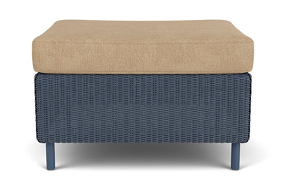 Lloyd Flanders Visions Ottoman in Denim Blue with Hayden Sand fabric