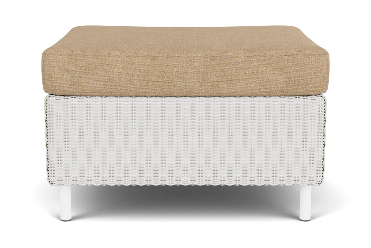Lloyd Flanders Visions Ottoman in Matte White with Hayden Sand fabric