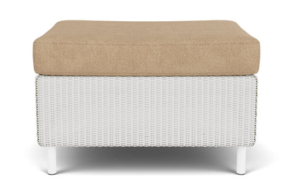Lloyd Flanders Visions Ottoman in Matte White with Hayden Sand fabric