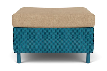 Lloyd Flanders Visions Ottoman in Peacock with Hayden Sand fabric