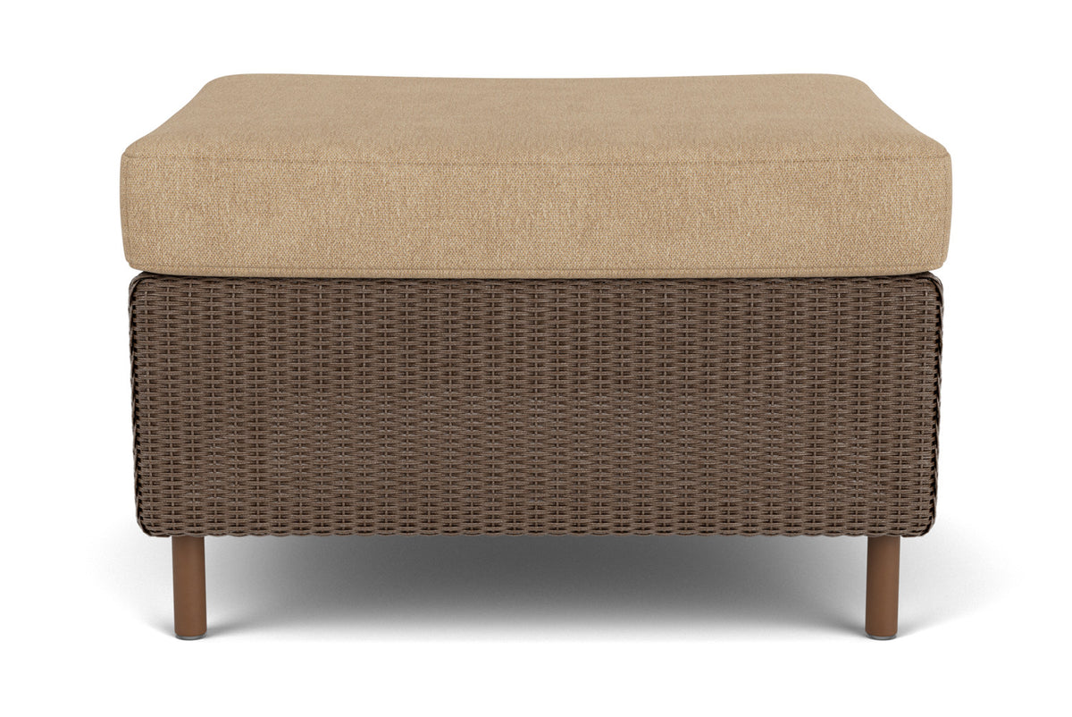 Lloyd Flanders Visions Ottoman in Bark with Hayden Sand fabric
