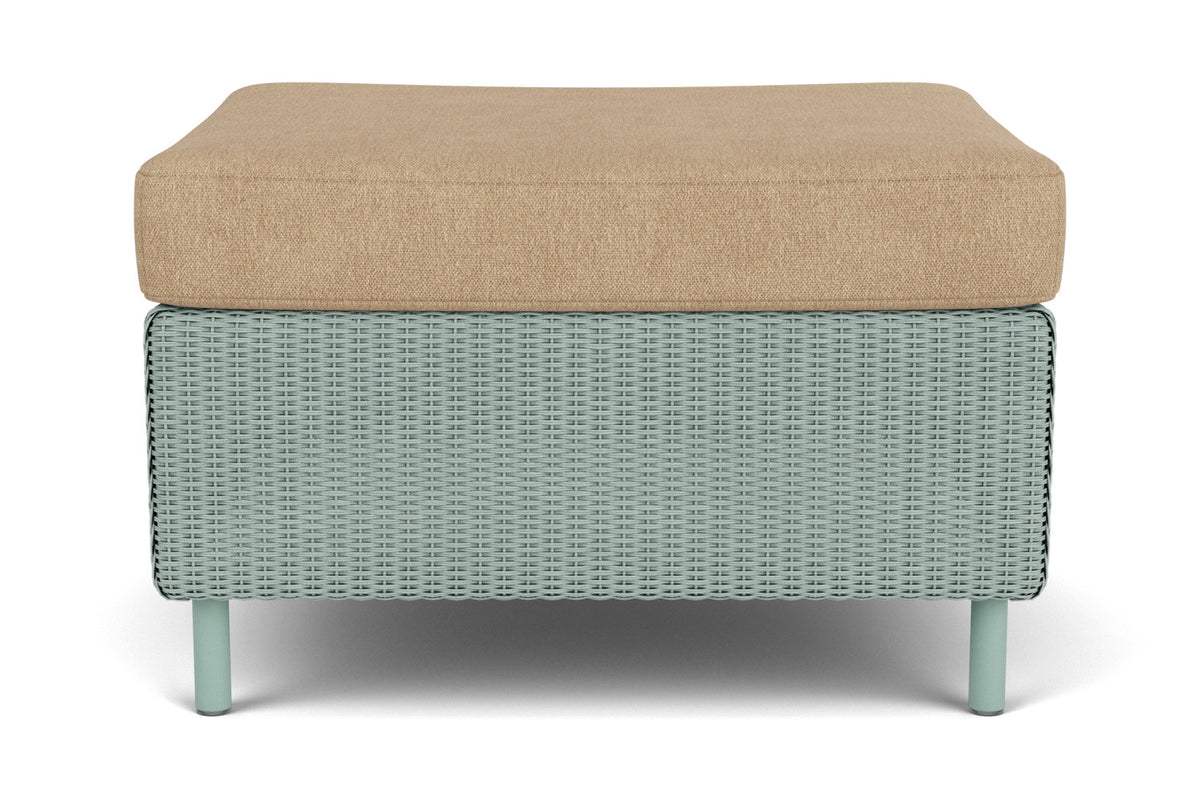 Lloyd Flanders Visions Ottoman in Sea Glass with Hayden Sand fabric