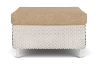 Lloyd Flanders Visions Ottoman in Antique White with Hayden Sand fabric