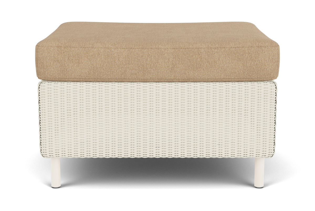 Lloyd Flanders Visions Ottoman in Ivory with Hayden Sand fabric