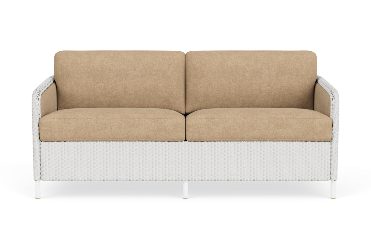 Lloyd Flanders Visions Sofa in Matte White with Hayden Sand fabric